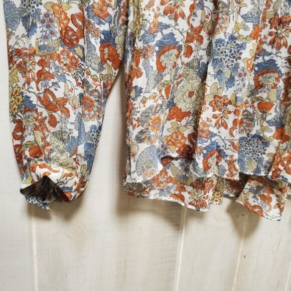 100% Silk Frye Ruffle Blouse Boho Peasant Balloon Sleeve - Picture 6 of 12
